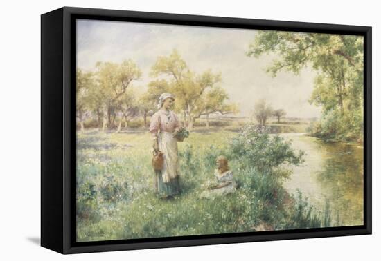 Picking Posies by the River-Alfred Augustus Glendenning-Framed Premier Image Canvas