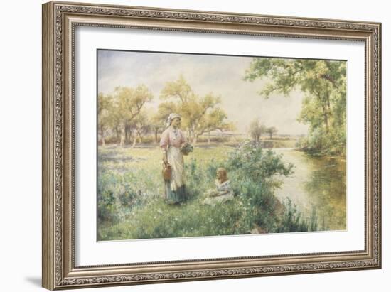 Picking Posies by the River-Alfred Augustus Glendenning-Framed Giclee Print