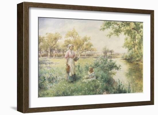 Picking Posies by the River-Alfred Augustus Glendenning-Framed Giclee Print