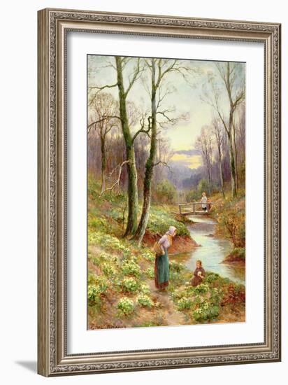 Picking Primroses by the Stream-Ernest Walbourn-Framed Giclee Print