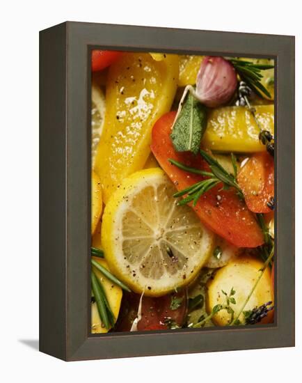 Pickled Vegetables with Herbs and Garlic-null-Framed Premier Image Canvas