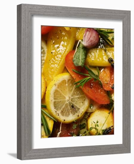 Pickled Vegetables with Herbs and Garlic-null-Framed Photographic Print