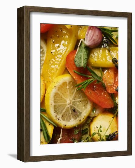 Pickled Vegetables with Herbs and Garlic-null-Framed Photographic Print