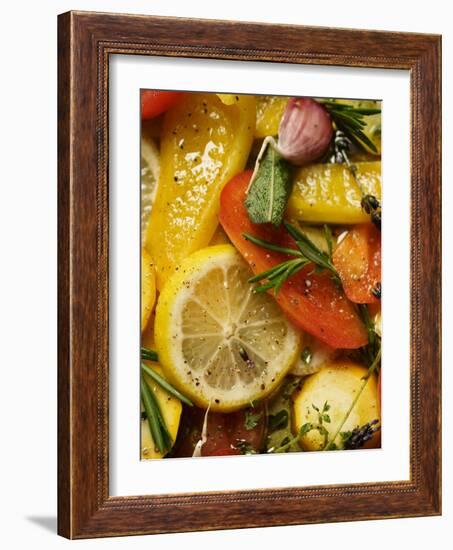 Pickled Vegetables with Herbs and Garlic-null-Framed Photographic Print