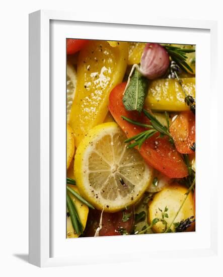 Pickled Vegetables with Herbs and Garlic-null-Framed Photographic Print