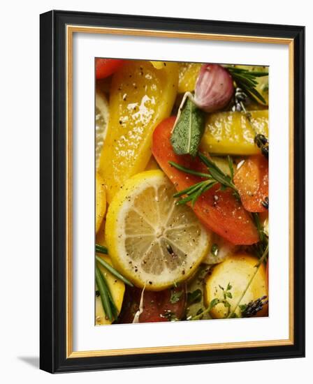 Pickled Vegetables with Herbs and Garlic-null-Framed Photographic Print