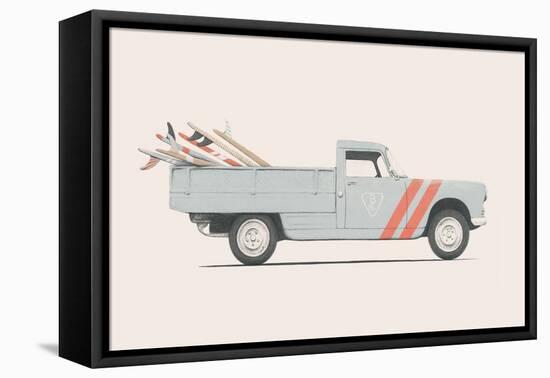 Pickup Car with Surfboards, 2019 (Pencil, Digital)-Florent Bodart-Framed Premier Image Canvas