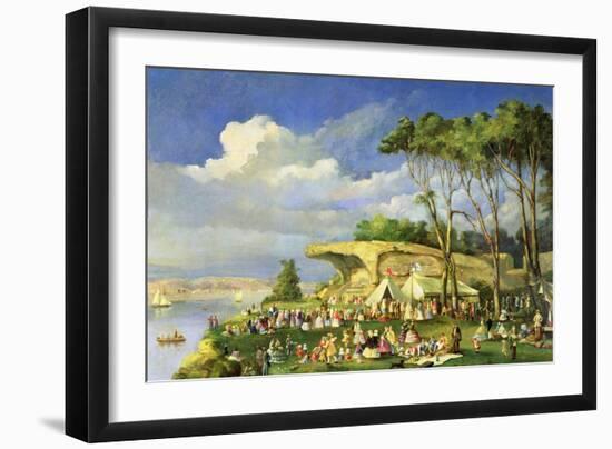 Picnic at Mrs Macquarie's Chair, 1855-Lieutenant George Austin Woods-Framed Giclee Print