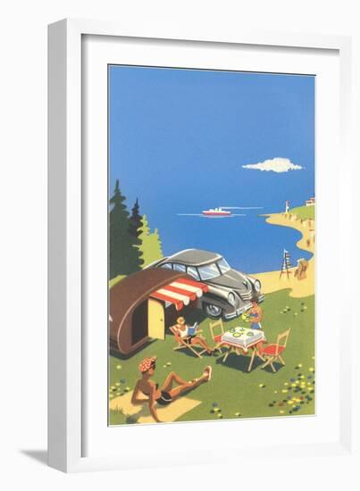 Picnic by the Lake-null-Framed Art Print