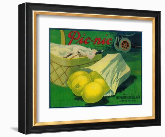 Picnic Lemon Label - Whittier, CA-Lantern Press-Framed Premium Giclee Print