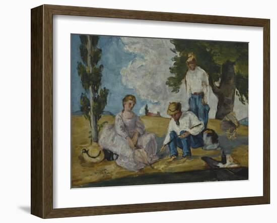 Picnic on a Riverbank, 1873-74-Paul Cézanne-Framed Giclee Print