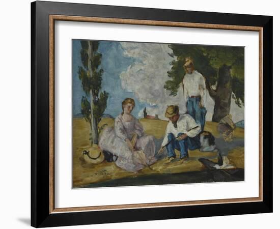 Picnic on a Riverbank, 1873-74-Paul Cézanne-Framed Giclee Print