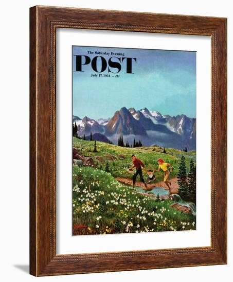 "Picnic On Mt. Ranier" Saturday Evening Post Cover, July 17, 1954-John Clymer-Framed Giclee Print