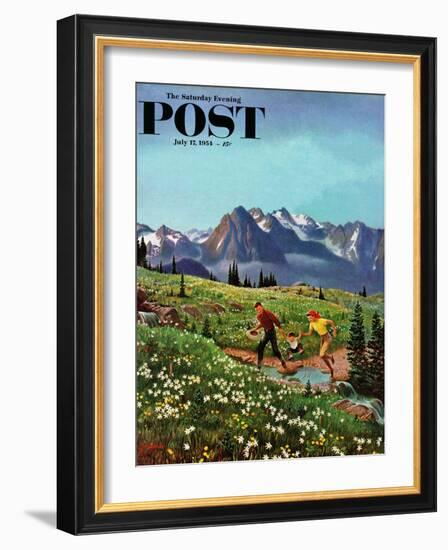 "Picnic On Mt. Ranier" Saturday Evening Post Cover, July 17, 1954-John Clymer-Framed Giclee Print