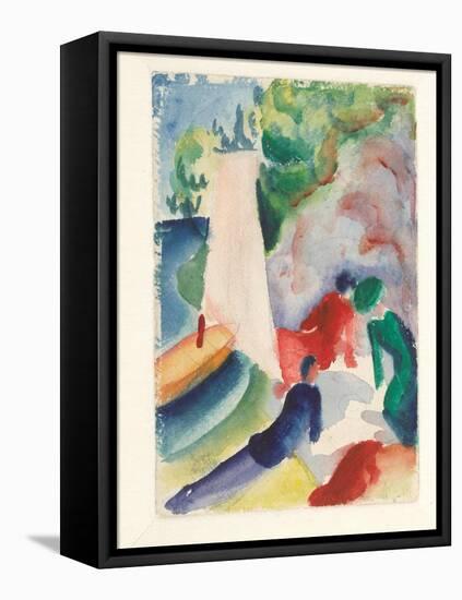 Picnic on the Beach (Picnic after Sailin), 1913-August Macke-Framed Premier Image Canvas