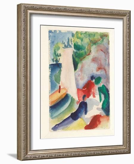 Picnic on the Beach (Picnic after Sailin), 1913-August Macke-Framed Giclee Print