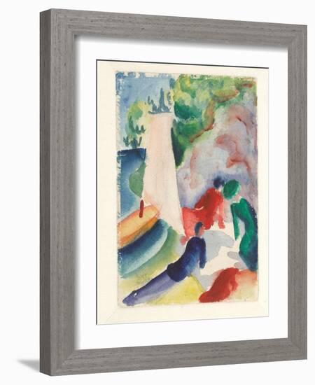 Picnic on the Beach (Picnic after Sailin), 1913-August Macke-Framed Giclee Print