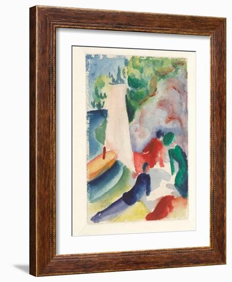 Picnic on the Beach (Picnic after Sailin), 1913-August Macke-Framed Giclee Print