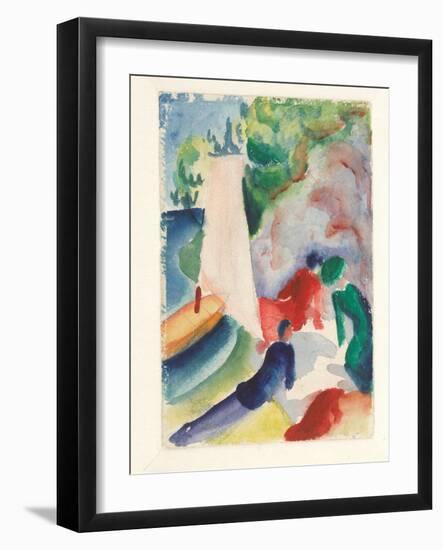 Picnic on the Beach (Picnic after Sailin), 1913-August Macke-Framed Giclee Print