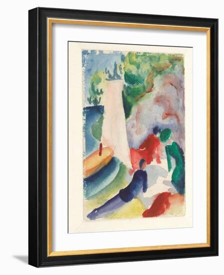 Picnic on the Beach (Picnic after Sailin), 1913-August Macke-Framed Giclee Print