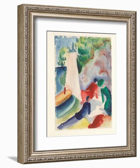 Picnic on the Beach (Picnic after Sailin), 1913-August Macke-Framed Giclee Print