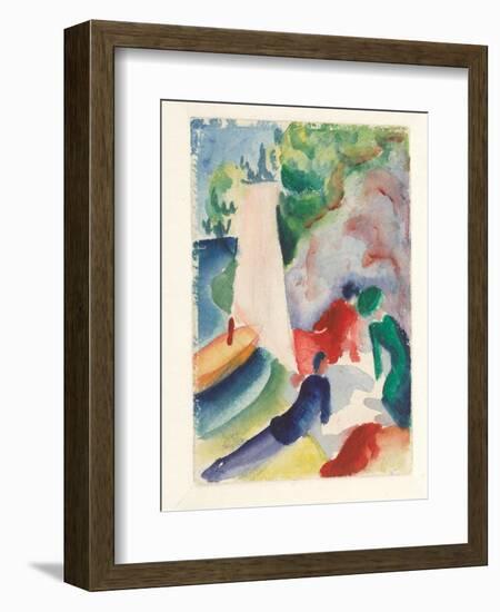 Picnic on the Beach (Picnic after Sailin), 1913-August Macke-Framed Giclee Print