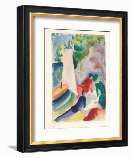 Picnic on the Beach (Picnic after Sailin), 1913-August Macke-Framed Giclee Print