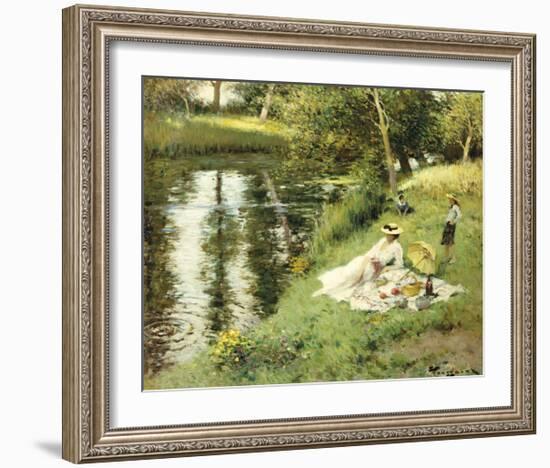 Picnic on the Riverbank-Fernand Toussaint-Framed Premium Giclee Print