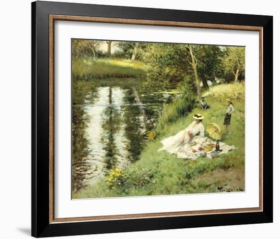 Picnic on the Riverbank-Fernand Toussaint-Framed Premium Giclee Print