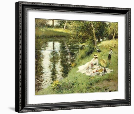 Picnic on the Riverbank-Fernand Toussaint-Framed Premium Giclee Print