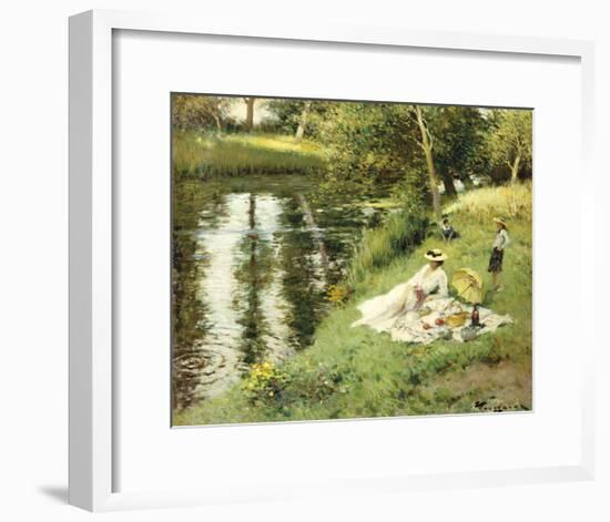 Picnic on the Riverbank-Fernand Toussaint-Framed Premium Giclee Print