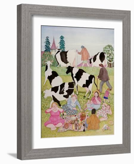 Picnic with Cows-Gillian Lawson-Framed Giclee Print