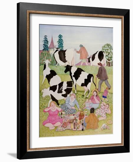 Picnic with Cows-Gillian Lawson-Framed Giclee Print