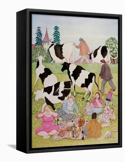 Picnic with Cows-Gillian Lawson-Framed Premier Image Canvas