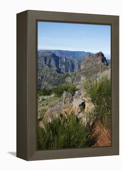 Pico De Areeiro, Madeira, Portugal. View of the Peaks and Mountains at Pico De Areeiro-Natalie Tepper-Framed Stretched Canvas