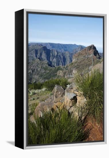 Pico De Areeiro, Madeira, Portugal. View of the Peaks and Mountains at Pico De Areeiro-Natalie Tepper-Framed Stretched Canvas