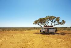 Finding Shade under a Lone Tree While Traveling in the Australian Outback in a Campervan.-Pics by Nick-Framed Photographic Print