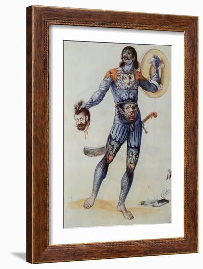 Pictish Man Holding a Human Head-John White-Framed Giclee Print