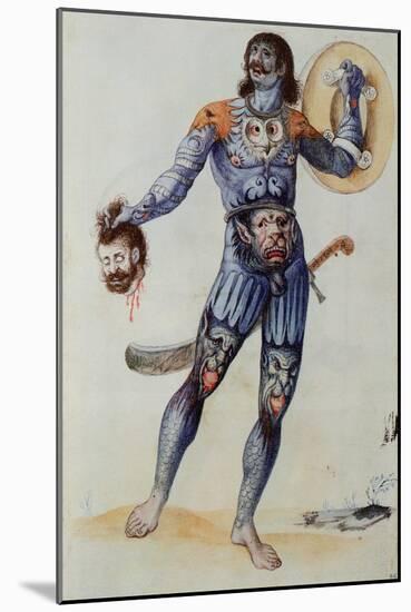 Pictish Man Holding a Human Head-John White-Mounted Giclee Print