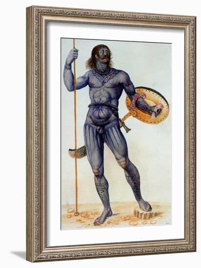 Pictish Man Holding a Shield-John White-Framed Giclee Print