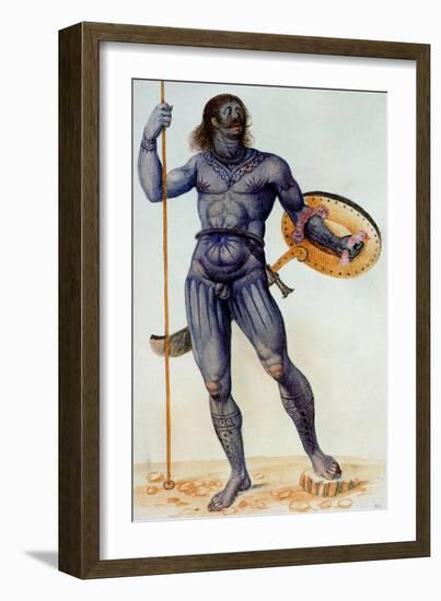 Pictish Man Holding a Shield-John White-Framed Giclee Print