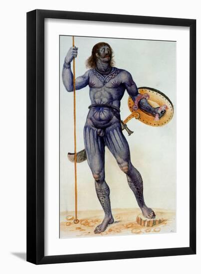 Pictish Man Holding a Shield-John White-Framed Giclee Print