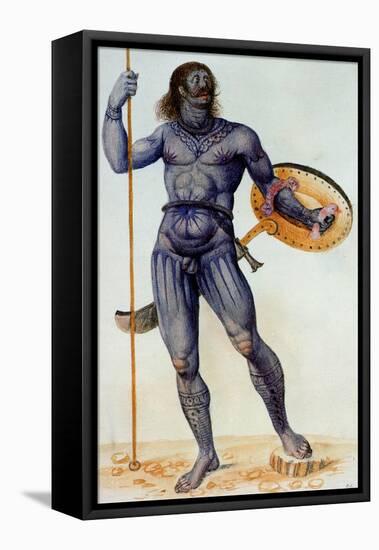 Pictish Man Holding a Shield-John White-Framed Premier Image Canvas