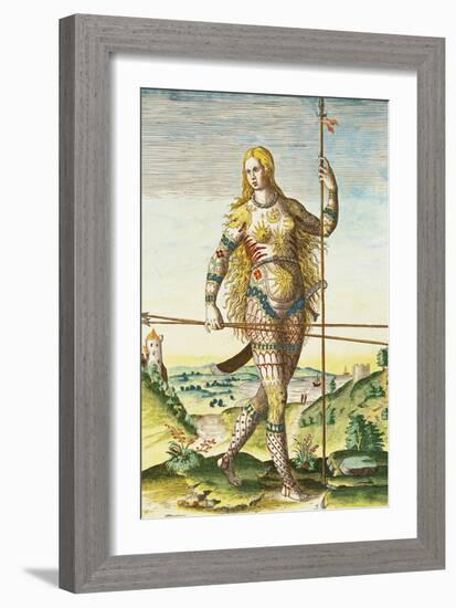 Pictish Woman, from "Admiranda Narratio...", 1585-88-John White-Framed Giclee Print