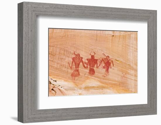 Pictograph panel along Calf Creek, Grand Staircase-Escalante National Monument, Utah, USA-Russ Bishop-Framed Photographic Print