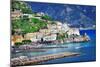 Pictorial Coastal Town Amalfi , Italy-Maugli-l-Mounted Photographic Print