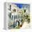 Pictorial Courtyards Of Santorini -Artwork In Painting Style-Maugli-l-Framed Stretched Canvas