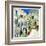 Pictorial Courtyards Of Santorini -Artwork In Painting Style-Maugli-l-Framed Art Print