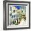 Pictorial Courtyards Of Santorini -Artwork In Painting Style-Maugli-l-Framed Art Print