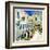 Pictorial Courtyards Of Santorini -Artwork In Painting Style-Maugli-l-Framed Art Print